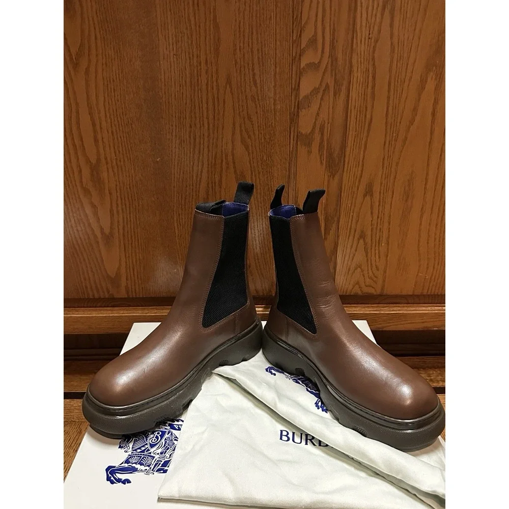 Burberry Creeper Chelsea Boots Walnut 39 EU / 6 US‎ Men's Leather MSRP $1290
